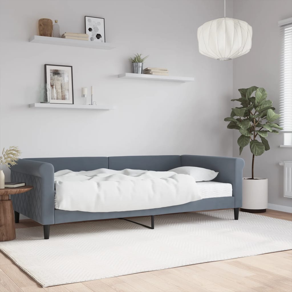 Vidaxl Sofa Z Materacem Do Spania, Ciemnoszara, 100X200 Cm, Aksamit