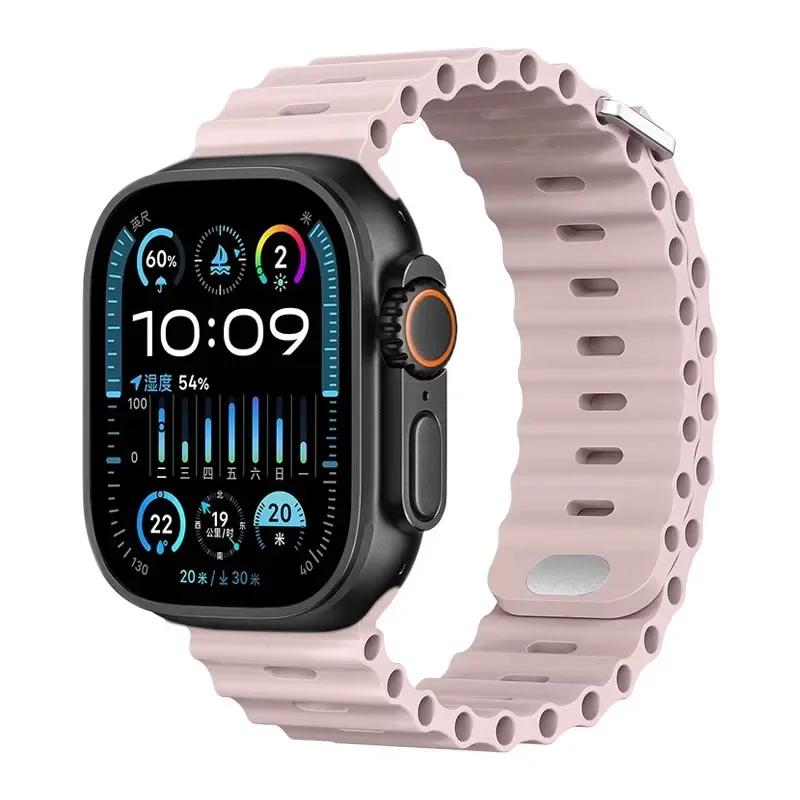 Силиконовый ремешок Ocean для Apple Watch Ultra 3/2 49 мм Серии 11/10 46 мм 42 мм 9 8 7 45 мм 41 мм Ремешок для часов iWatch 6 5 SE 44 40 мм