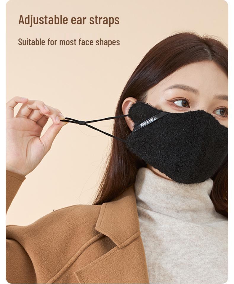 Luxury 3D Plush Mask: Warm, Windproof, and Fashionable Women's Outdoor Face Covering for Autumn and Winter
