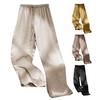 Women Casual Pants Elastic High Waist Adjustable Drawstring Straight Wide Leg Pants with Pockets Solid Color Ice Silk Cool Trousers