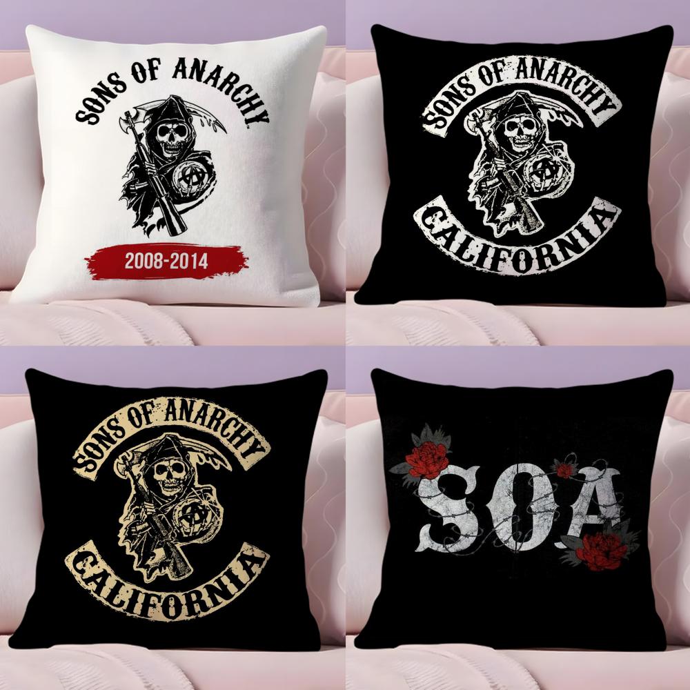 Чехол на подушку S-Sons Of A-Anarchy Плюшевая ткань Мягкий Двусторонний Печатный Чехол для диванной подушки Стойкий к выцветанию Домашний Декор Подарок
