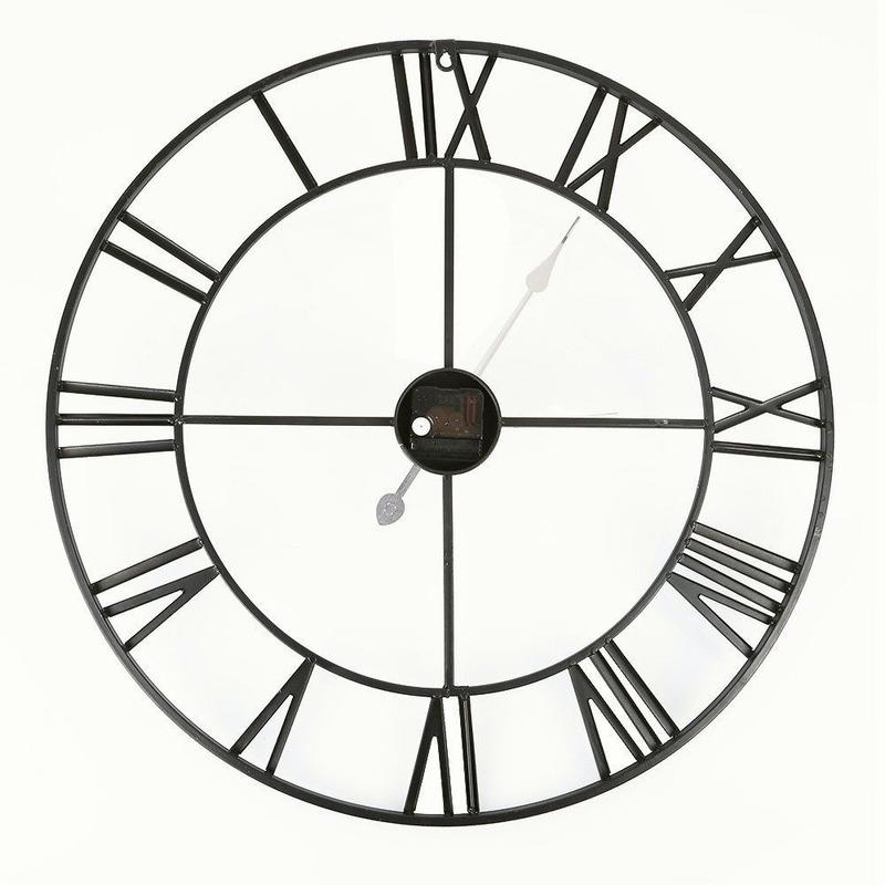 Большие уличные садовые настенные часы с металлическими римскими цифрами 40/47 см, круглый циферблат, черное золото, украшение для дома