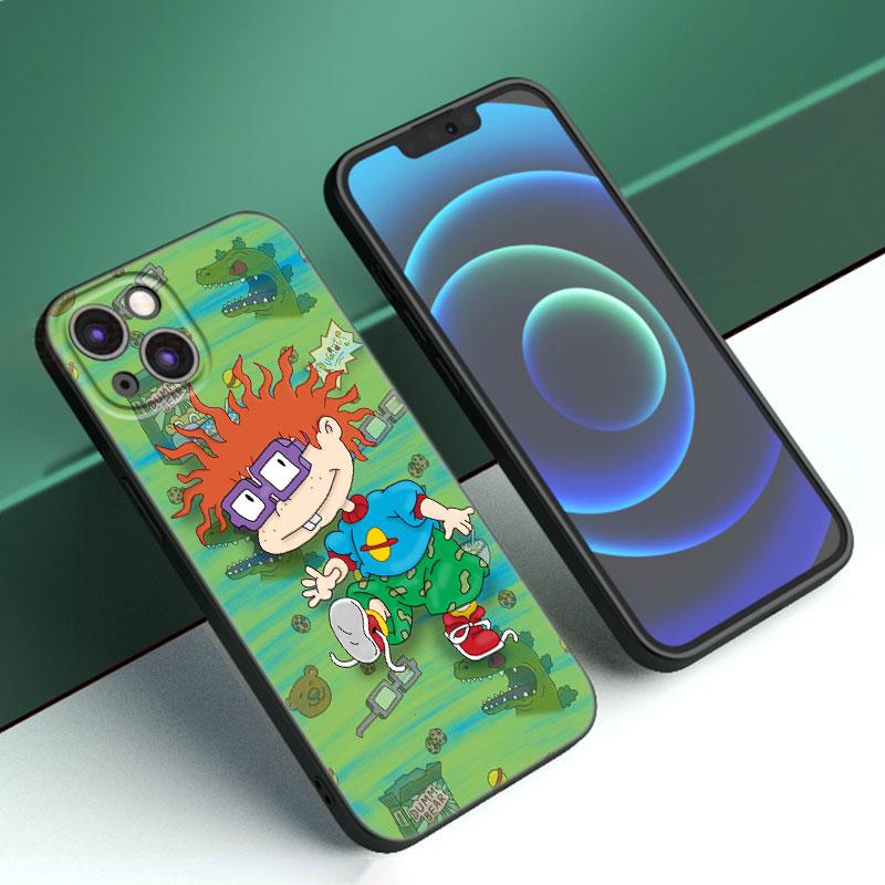 Чехол для телефона с изображением героев мультфильмов R-Rugrats для Apple iPhone 12 13 Mini 11 14 15 Pro Max 7 8 Plus X XR XS SE 2020 2022, черный силиконовый чехол