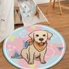 Cartoon Dog Round Carpet Living Room Circle Floor Mat Non Slip Bedroom Bathroom Doormat Washable Home Hallway Area Decor Rug