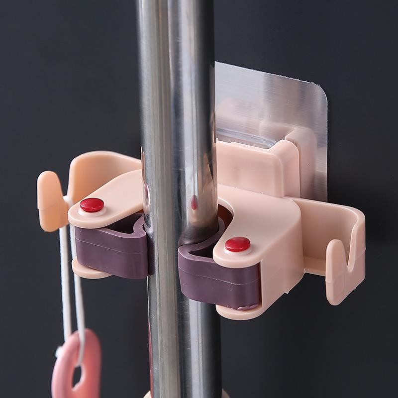 Dual-Color Wall-Mounted Mop & Broom Holder - Nail-Free & Seamless