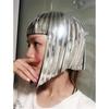 Женский парик Космический Воин Зеркальный Серебристый Короткие Волосы Дискотека Танцы Головной Убор Выступление Серебристый