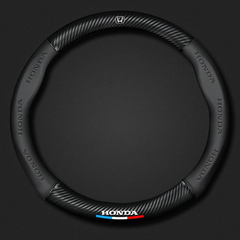 New Car Anti Slip Carbon Fiber Leather Steering Wheel Cover For Honda Fit Jazz GK5 Civic Type-R CRV Pilot Accord HRV Accessories UH3