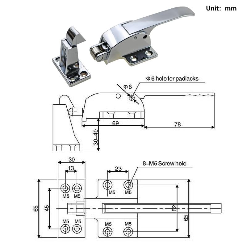 Industrial Equipment Freezer Door Handle Constant Temperature Oven Oven Handle Lock Medical Oven Cabinet Lock