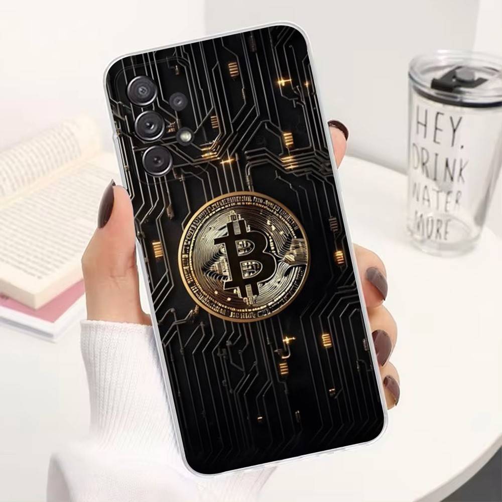 Цифровая валюта Bitcoin Для Samsung A30,71,51,S9,10,20,Ultra,S22,23,21,PIus,FE,Lite, Прозрачный, Силиконовый Чехол
