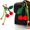 Cherry Strawberry Keychains For Purse Handbags Bag Charms Leather Green Leaf And Red Cherry Bag Charm Cute Fruit Keychain