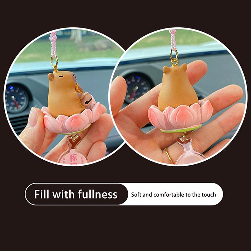 Качающееся животное Капибара Автомобильный кулон Удача Лотос Основание Автомобильный подвесной орнамент Кошка Панда Авто Зеркало заднего вида Подвеска Домашний декор
