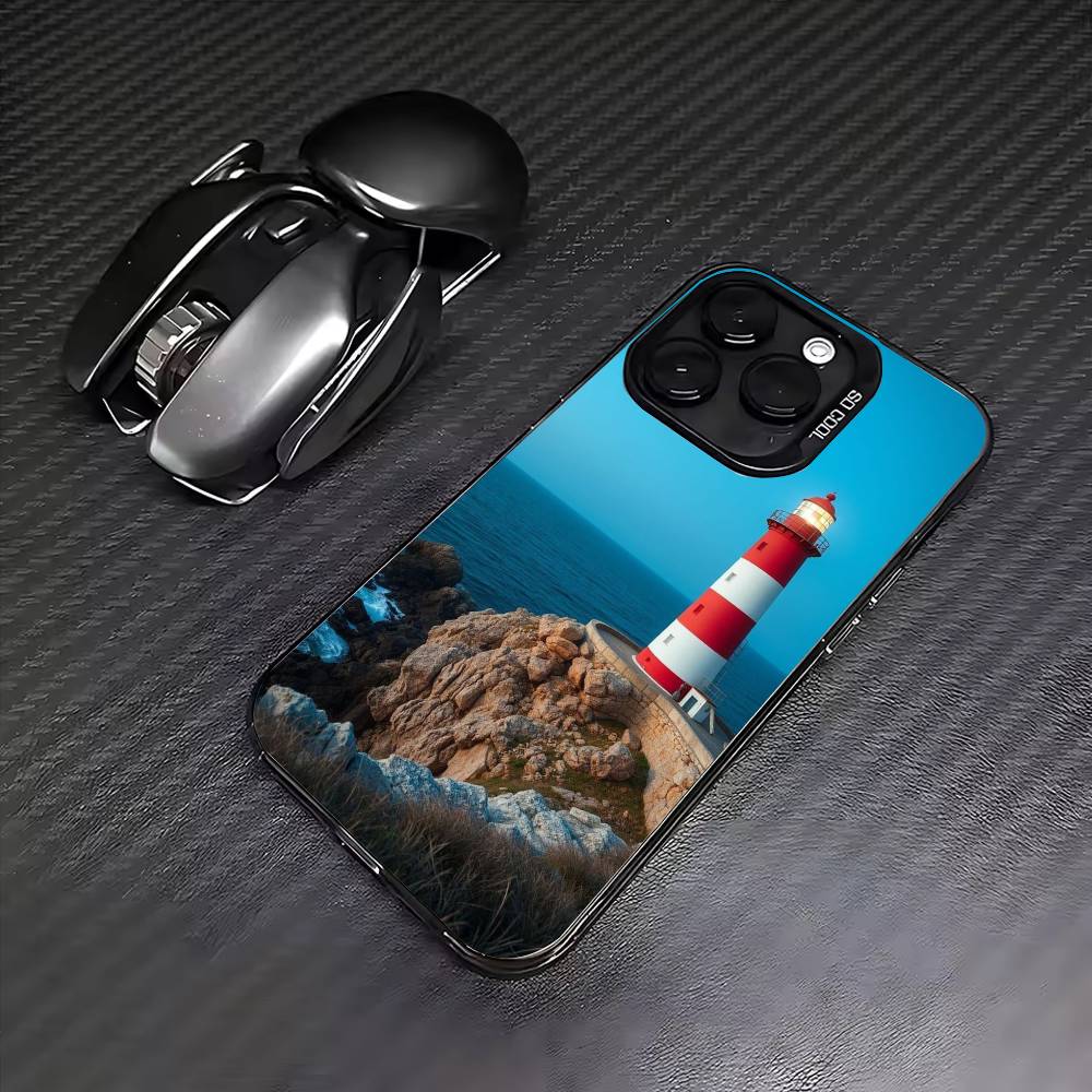 Чехол для телефона 'Маяк' для iPhone17,16,15,14,13,12,11 Plus,Pro Max Цветной Посеребренный Внутренняя крышка