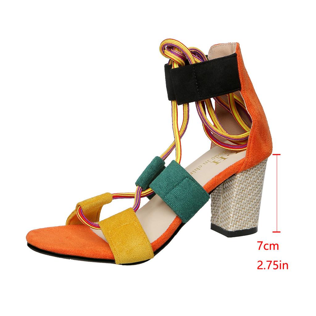 Fashion High Heels Women's Sandals Hemp Rope Lace Up Summer Shoes Fashion Fish Mouth Gladiator Sandals Ladies Chunky Heeled Pumps