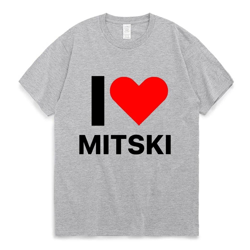 Забавная футболка с графикой I Love Mitski, футболки унисекс с короткими рукавами из 100% хлопка, летняя футболка в стиле Харадзюку, одежда унисекс, футболки