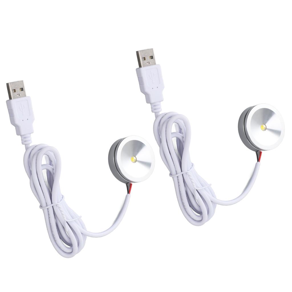 Display Spotlight Round USB Plug in Small LED Showcase Lamp with 4.2ft Cable for Jewelry Cabinet Cupboard Shelf 5V