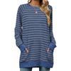 2024 Autumn And Winter New Striped Contrasting Round Neck Long Sleeved Pocket Hoodie T-Shirt For Women