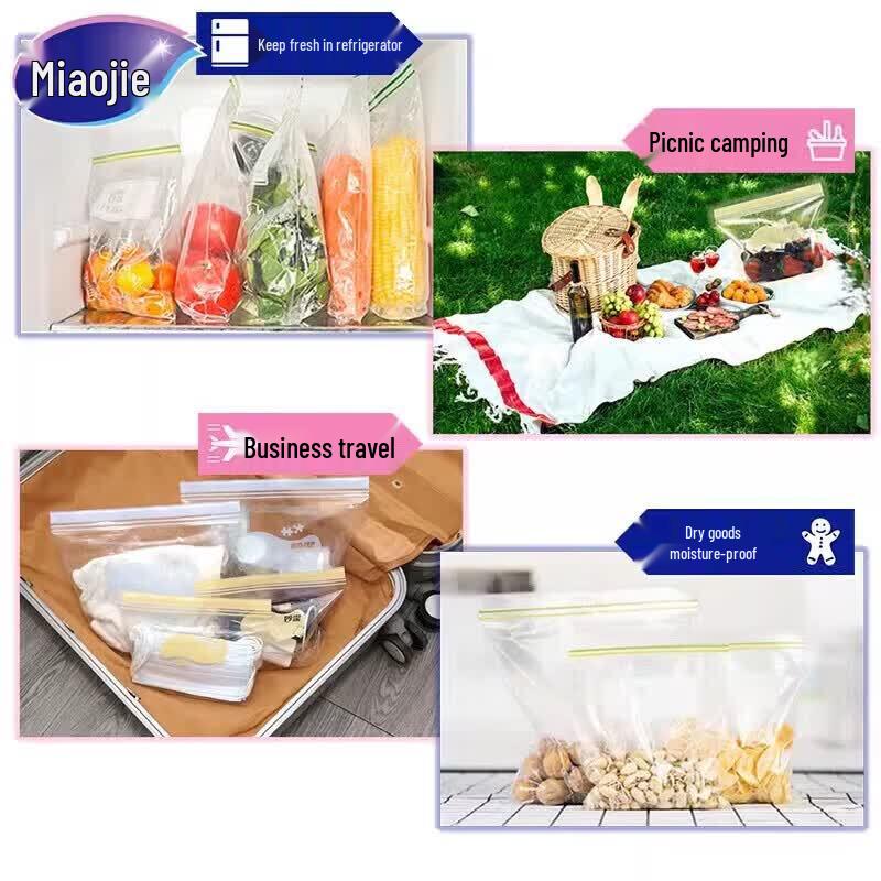 MIAOJIE Double Zipper Stand-Up Food Storage Bags
