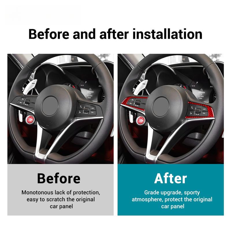 Steering Wheel Button Trim Frame Stickers For Alfa Romeo Giulia 2016- For Stelvio 2017- Stelvio Car Interior Accessories