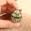Watermelon Pig Brass Metal Figurine Antique Zodiac Smile Pig Copper Desk Decoration Kawaii Animal Tea Pet Car Ornament Crafts