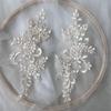 2 Pcs Embroidery Lace Applique Sewing Flower Fabric Collar Patch Motif Wedding Gown Dress Bridal DIY Crafts for Daily Wear Tailor Shops