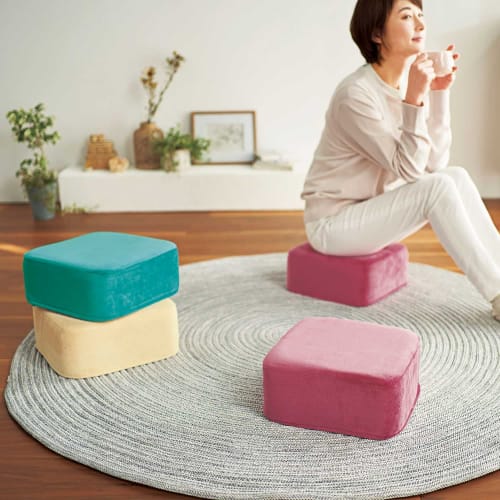 Cogit Square Cushion, Agri, Long-Term Comfort, Reduces Fatigue, Supports Comfortable Posture, Multi-Function, Pink Rose, 93055