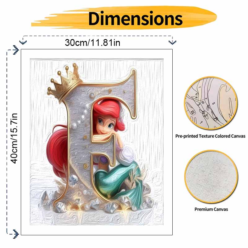 Disney DIY Oil Painting Kits Little Mermaid E Letter Hand Painting Home Decor Craft Gift Ideas Art Collection Unique Wall Room Decor