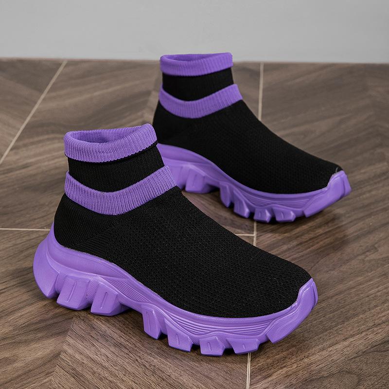 Fashion Knit Men Casual Sneakers Comfortable Socks Walking Shoes Couple Comfortable Outdoor Wear-resistant Trainer Running Shoes
