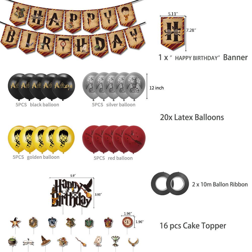 Harry Potter Magical Wizard Party Supplies Include Banner Cake Toppers Balloons