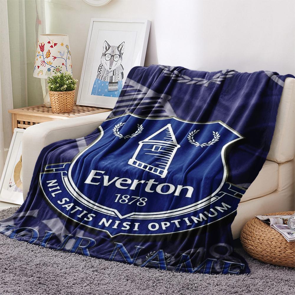 1PC Custom Name Everton FC Patterned Flannel Blanket Suitable For All Seasons for Home Decor Warmth and Comfort Gifts Holiday Present_xia