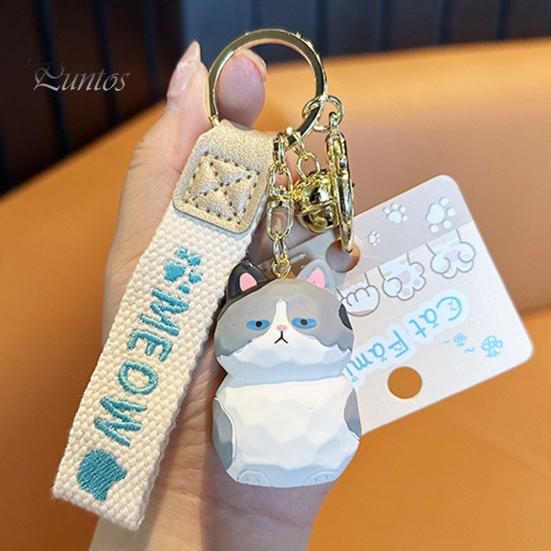 Милый смоляный брелок с котом и колокольчиком, 3D кукла, ремешок с буквами, подарок для женщин и девочек, мультяшное животное, котенок, автомобильный брелок, подвеска, украшение для рюкзака