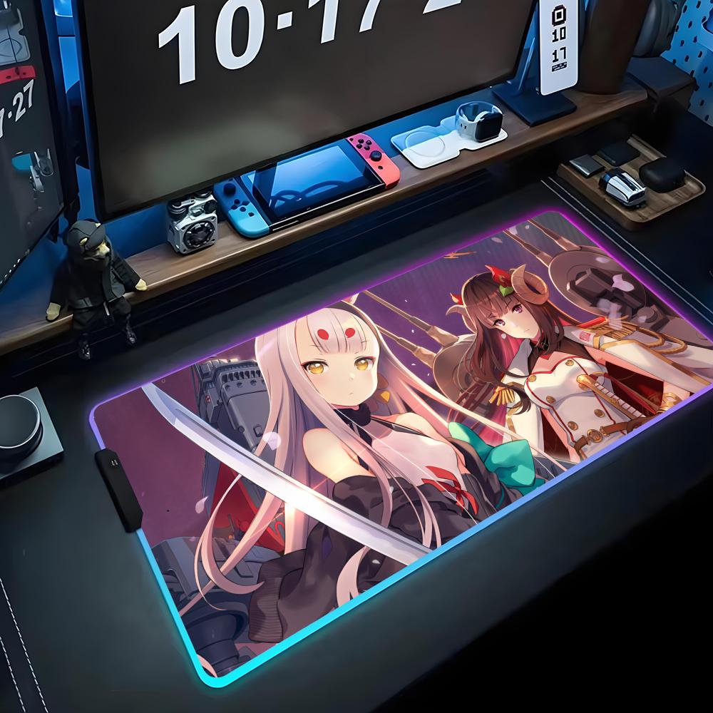 Azur lane Коврик для мыши RGB Игровой коврик для мыши Большой светодиодный коврик Настольный коврик для ПК Светящийся коврик для мыши Большие коврики для клавиатуры Настольный ковер С подсветкой