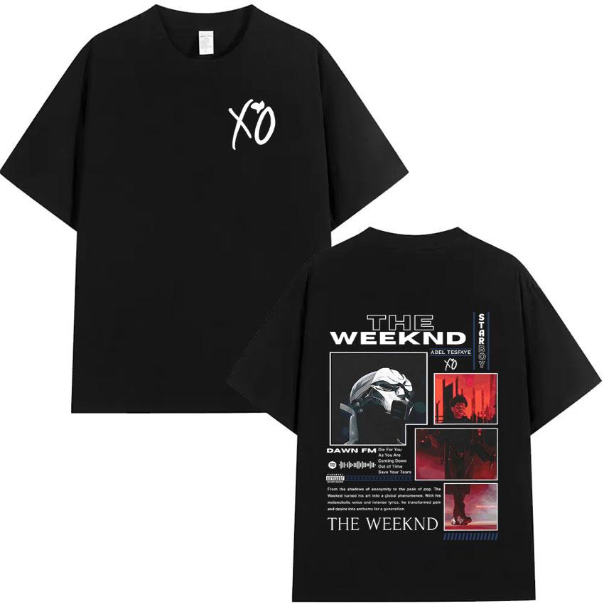 Поп-певец Артист The Weeknd Двусторонний Принт Футболка Мужская Одежда Футболка Эстетичная Хлопковая Футболка С Коротким Рукавом Свободная Уютная Футболка