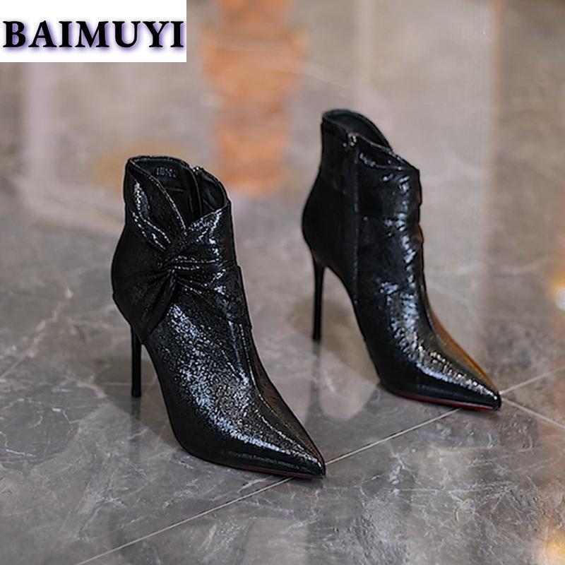 Супер высокие каблуки женские туфли с острым носком сексуальные ботильоны 2025 тренд новые роскошные вечерние туфли на шпильках модные туфли-лодочки Mujer Botas