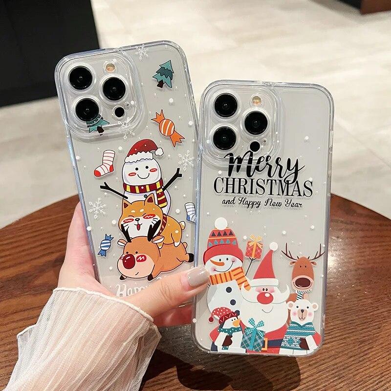 Прозрачный чехол для телефона из ТПУ в рождественский подарок для iPhone 15 Pro Max 14 13 12 11 «ангельские глазки 15» противоударный силиконовый мягкий чехол