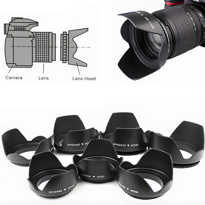 MYOBO Camera HD UV Filter + Len Hood + Lens Cap - 49 52 58 55 62 67 72 77 82 mm for DSLR SLR Camera Universal Lente Protector Ki