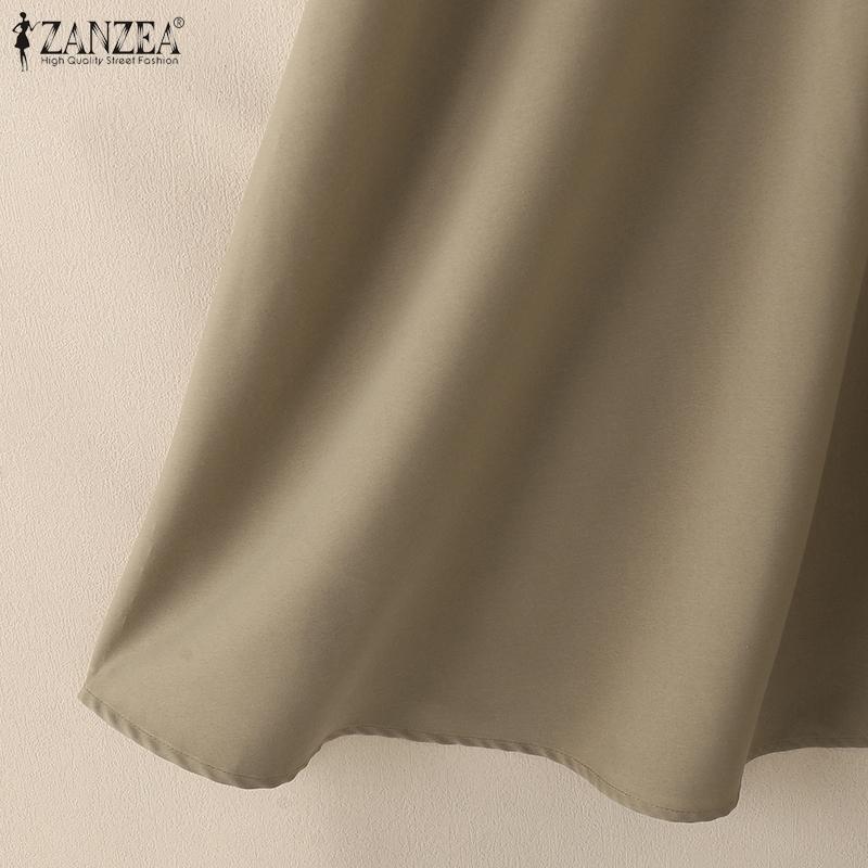 ZANZEA Женское летнее повседневное платье в стиле пэчворк с V-образным вырезом и коротким рукавом