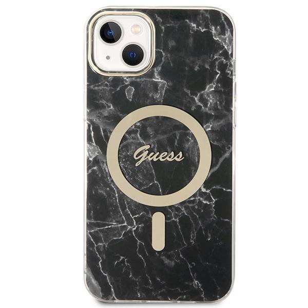 Guess GUBPP14SHMEACSK Case+ Charger Set iPhone 14 / 15 / 13 6.1" black/black hard case Marble MagSafe
