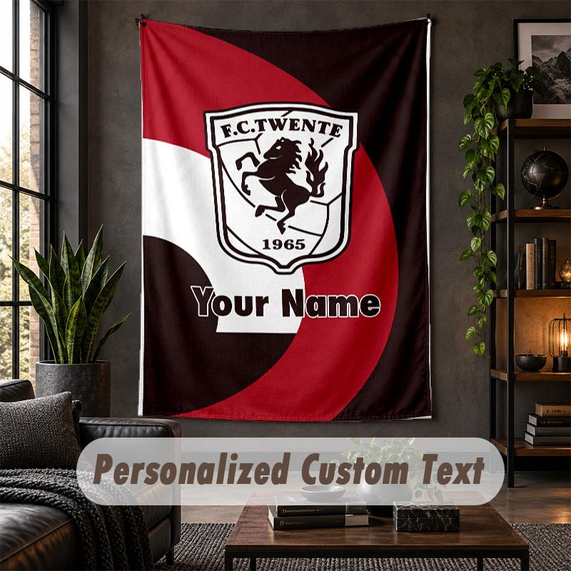 Personalized Wall Tapestry,FC Twente Custom Text, Soft Fabric Wall Art For Indoor Decoration