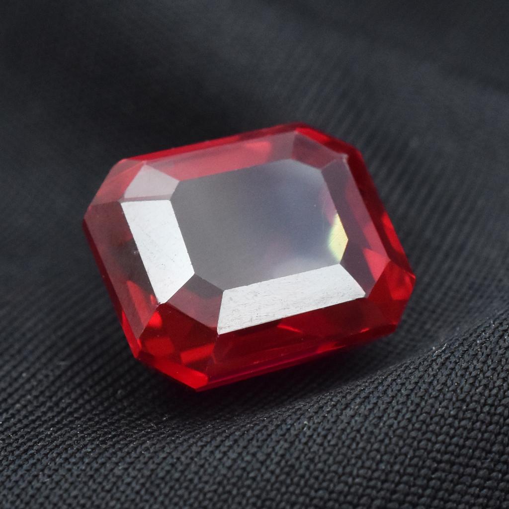 Natural Red Ruby Loose Gemstone Emerald Shape 18.35 ct for Jewelry Making and Gem Collections