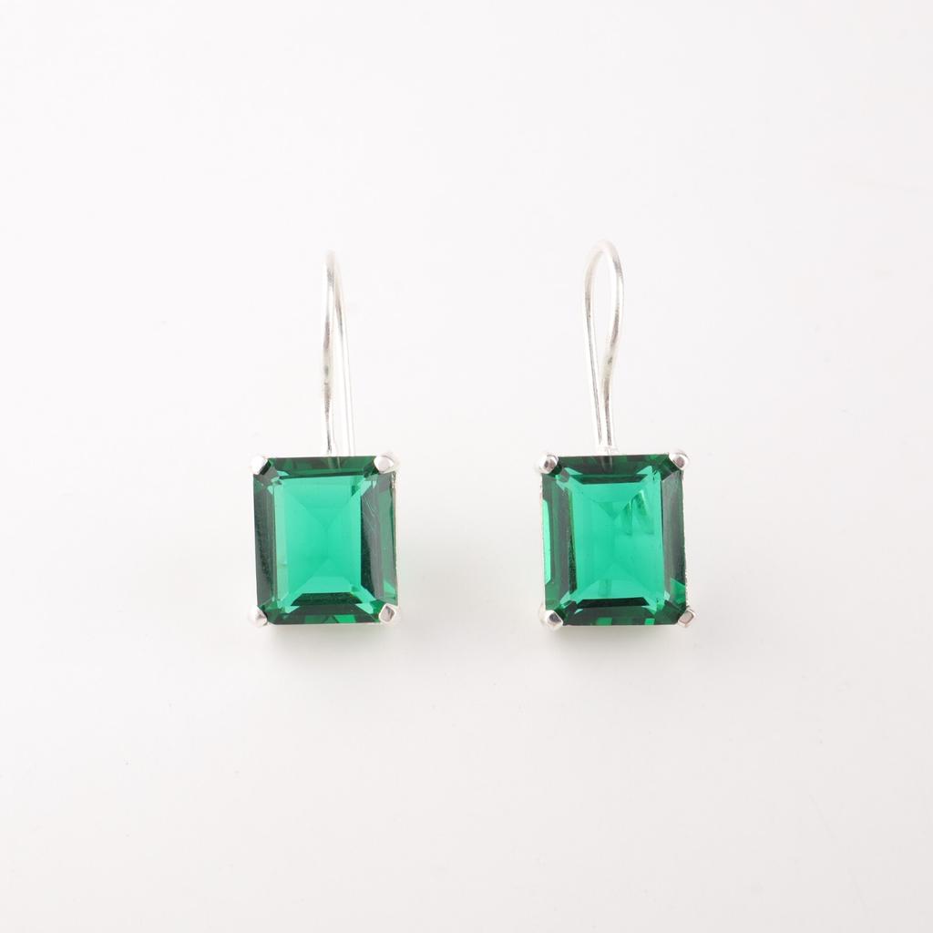 Хромдиопсид Драгоценный камень 925 Стерлинговое серебро Ювелирные изделия Серьги 1,06" Для подарка EE-167-3