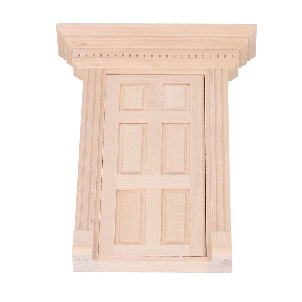 1:12 Dollhouse Miniature Wooden Door Panel 6 Grid Door Frame Unpainted Furniture Doll House