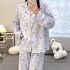 Sember Autumn Pajamas Pure Cotton Long-sleeved Trousers New Cute Cartoon Women's Pajamas Loungewear Casual Two-piece Set