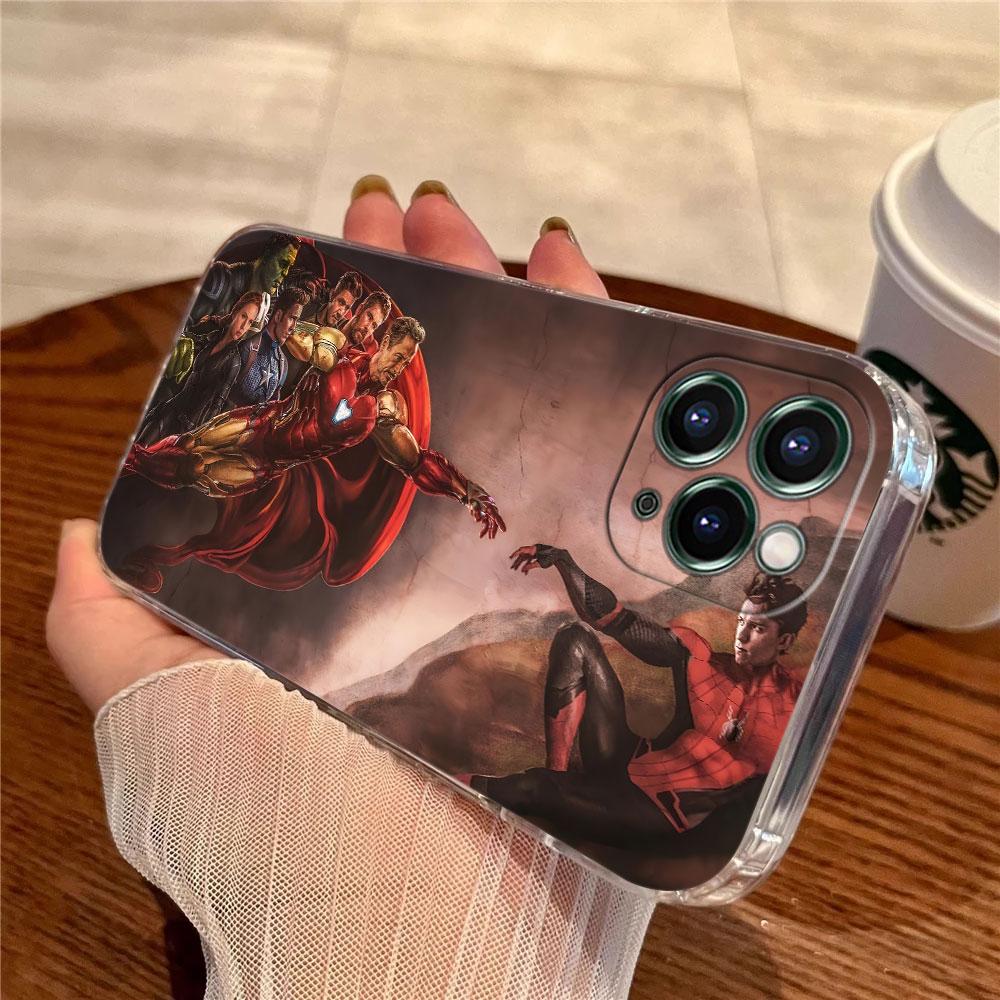 Marvel Oil Painting Transparent Phone Case For iPhone 17 Pro Max 17E 11 12 13 14 15 16 Pro Max Plus 17 Air 16E 7 XS Soft Cover