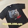Men'S T-Shirt Street Retro Cat Digital Direct Injection Printing Pod Custom Cotton Washed Short-Sleeved T-Shirt Men
