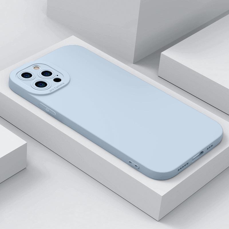 Для iPhone Мягкий чехол из жидкого силикона с фланелевой защитой объектива камеры Задняя крышка Для iphone 16 15 14 Pro MAX 13 12 11 17 Pro 16E 17E 8 7