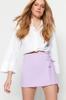 Women's Fashion Woven Short Skirt with Mink Binding and Eyelet Detail