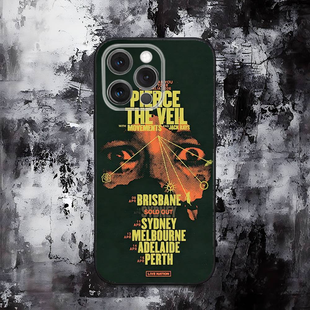 P-Pierce Veil I Can t Hear You World Phone Case For iPhone 16,15,14,13,12,11,Pro,Max,Plus,X,XS,SE,Mini,Soft Silicone Black Case