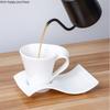 Pure White Ceramic Mug Coffee Cup and Saucer Set Milk Tea Cups Wave Coffee Mug Office Afternoon Tea Cup Milk Cups Tea Mugs