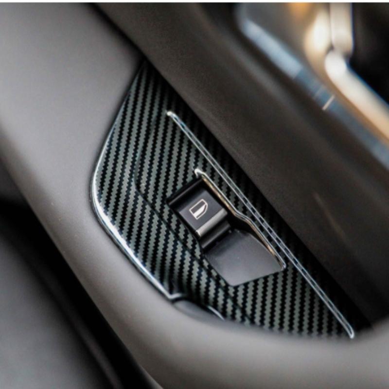 For Peugeot 508 GT ABS Carbon Fiber Armrest Window Buttons Cover Glass Lift Adjust Switch Panel Trim Accessories