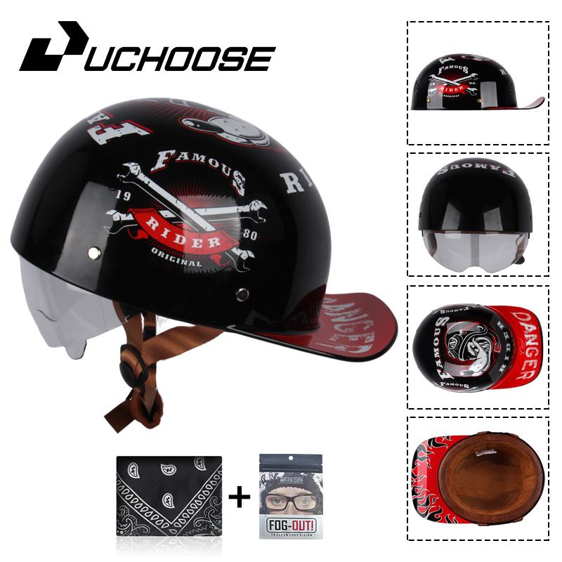 Uchoose бейсбольная кепка, мотоциклетный винтажный ретро-шлем, летние шлемы с открытым лицом, скутер, круизер, чоппер, гангстер, DS, для мужчин, женщин, детей